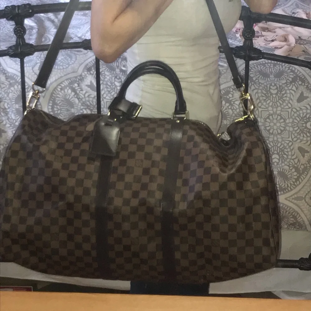 Louis Vuitton Brown Damier Ebene Keepall Travel Bag 55